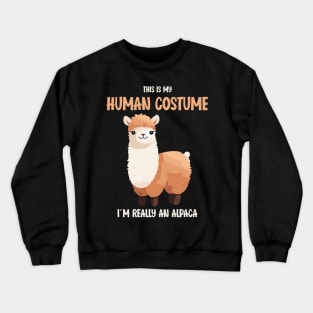 Cute Alpaca Halloween T-Shirt | This is My Human Costume Shirt | Funny Animal Lovers Season Outfit | Humorous Gift Idea Crewneck Sweatshirt